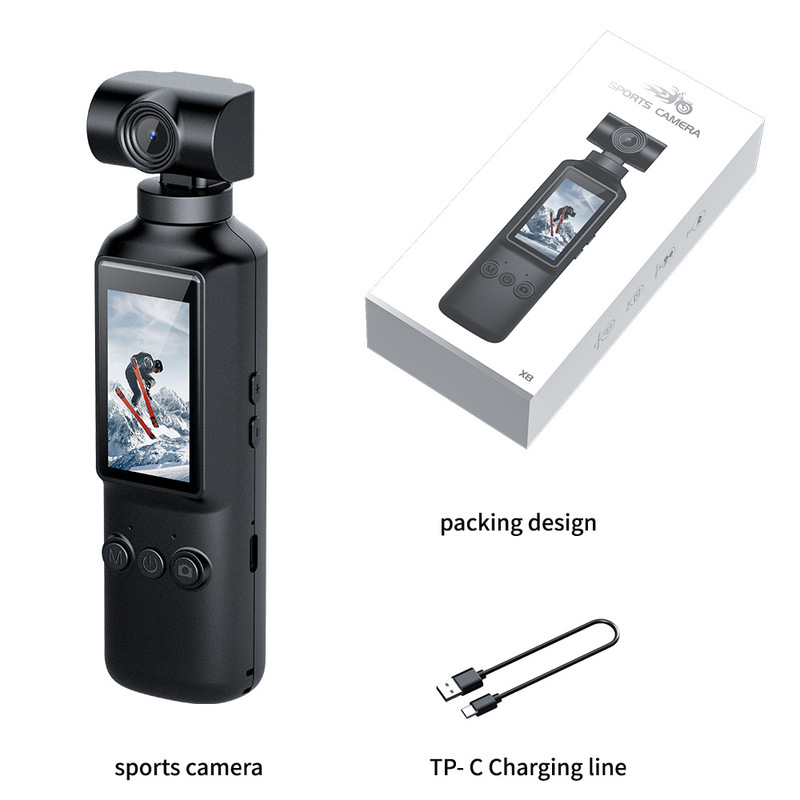 X8 Cross-Border New 4K High-Definition 1.99 Ips Large-Screen Anti-Shake Pocket Camera Mini Handheld Camera Wifi