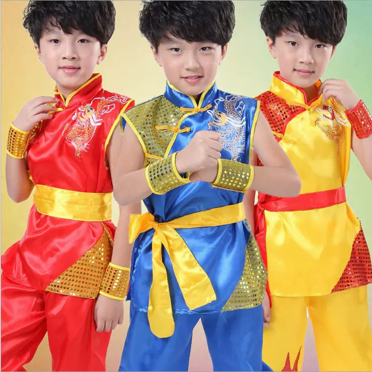 新款太极服儿童武术服中华武术表演服功夫训练服打鼓服民族表演服