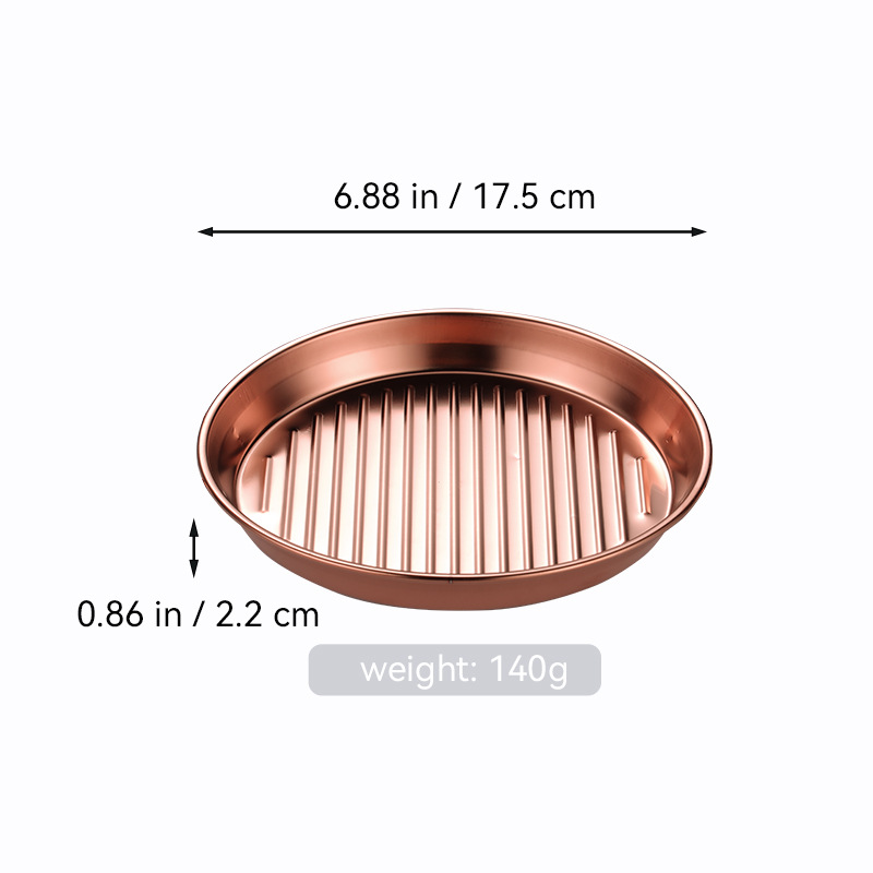 Bandeja redonda de barbacoa de acero inoxidable transfronteriza bandeja de mariscos de doble oreja dorada bandeja de filete bandeja de aperitivos filtrada bandeja de patatas fritas