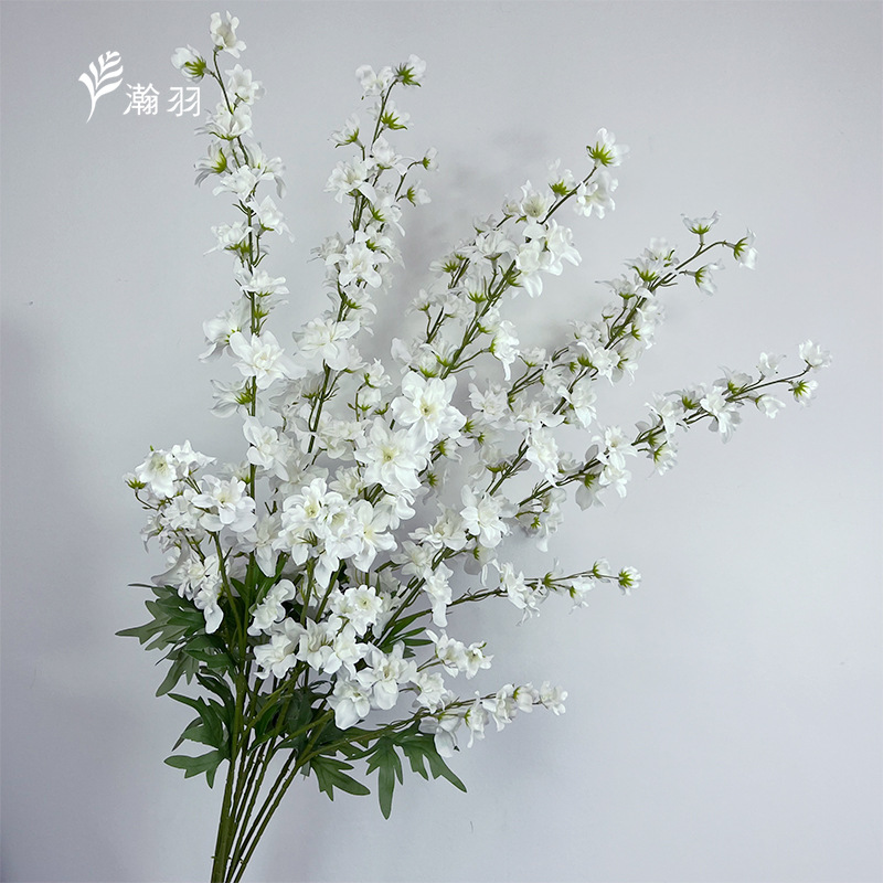 Flor de Delphinium Artificial de 3 Cabezas de Flores de Seda para Arreglos Florales y Escritorio image 7