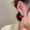 Silver needle with bow, fashionable advanced universal earrings from pearl, light luxury style, high-quality style