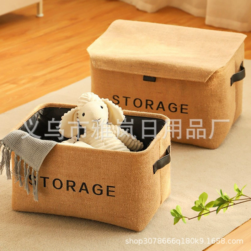 Трансграничные горячие продажи конопля квадратная одежда для спальни балкон ящик для хранения хлопка и льна ретро складной чехол для хранения рабочий стол