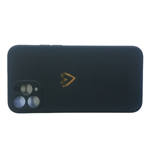 镂空烫金爱心适用苹果15手机壳14PROMAX12纯色6/7/8磨砂XR直边XS