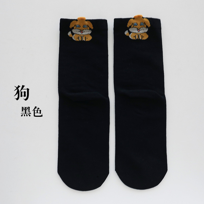 新款十二生肖袜子女舒适透气防臭吸汗运动卡通棉四季中筒袜子批发|undefined