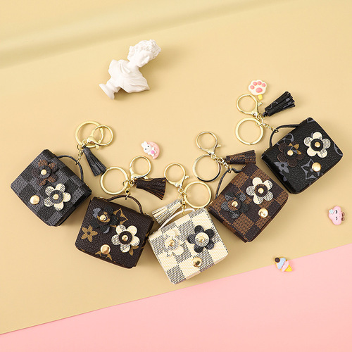 Leather Presbyopic Headphone Bag Coin Purse Keychain Cute Pendant Coin Exquisite Bag Keychain Pendant Wholesale