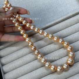 天然淡水珍珠中国红爱迪生11-14mm大点位纯银扣项链可diy诸暨珍珠