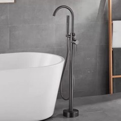 Floor-mounted bathtub faucet with full copper column bathtub faucet, household hotel cold and hot self-control manufacturer wholesale faucet