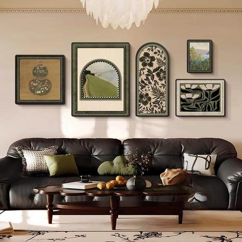 Vintage-Style Living Room Decorative Painting, French-Style Retro Sofa Background Wall Painting, Niche Art Five-Piece Set Vintage-Style Living Room Decorative Painting, French-Style Retro Sofa Background Wall Painting, Niche Art Five-Piece Set