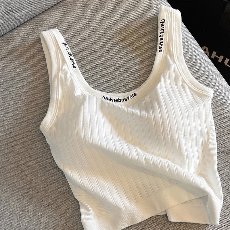 Spring and Summer with Chest Pad Comfortable Inner Wearing Beautiful Back Internet Popular Sling Women's Bra Sleeveless Vest Top One-piece Outer Wearing