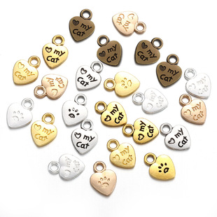 DIY alloy jewelry accessories my cat love plate pendant retro alloy key bracelet small pendant A139