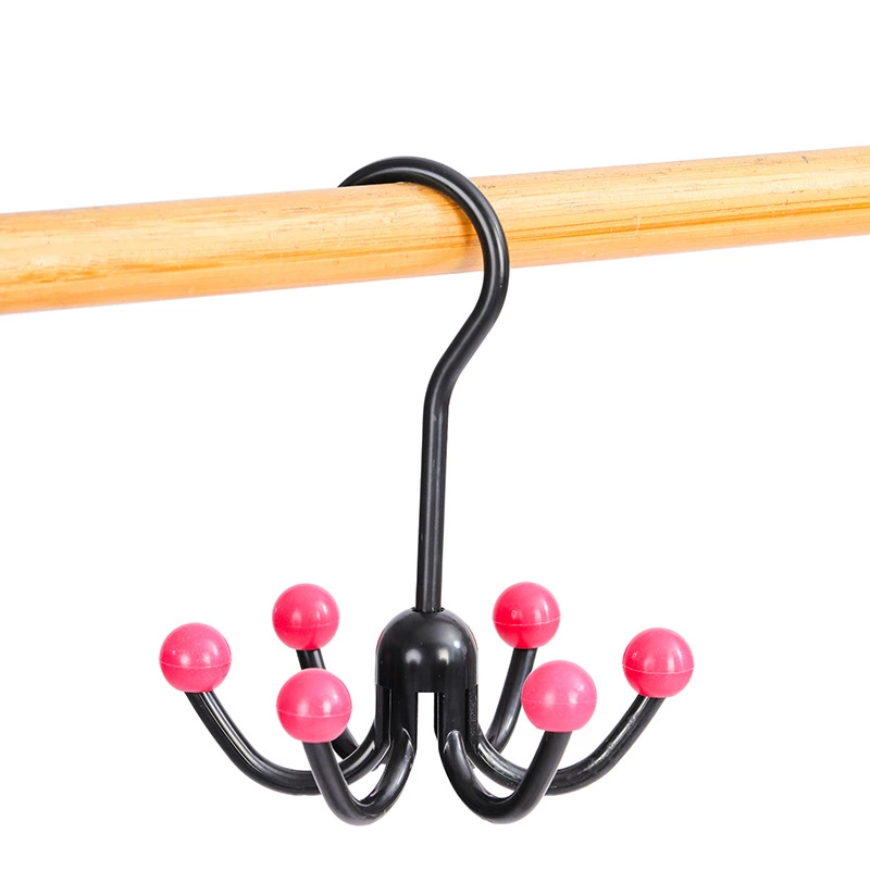 Six-claw hook multi-function 360-degree rotary hook household underwear suspender hat hook for easy storage