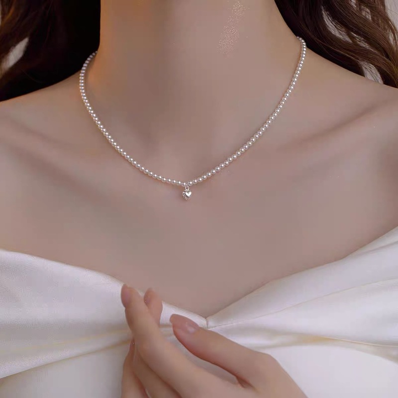 Shijia パールネックレスレディースニッチライトラグジュアリーデザインハイエンドファッション気質鎖骨チェーンネックレスセーターチェーンビーズチェーン|undefined