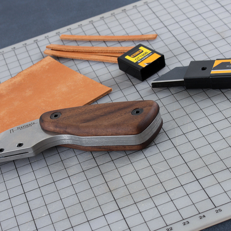 Nattools台形裁断皮刀手作りdiy皮革革製品製作黒胡桃木柄0揺れ0変形|undefined