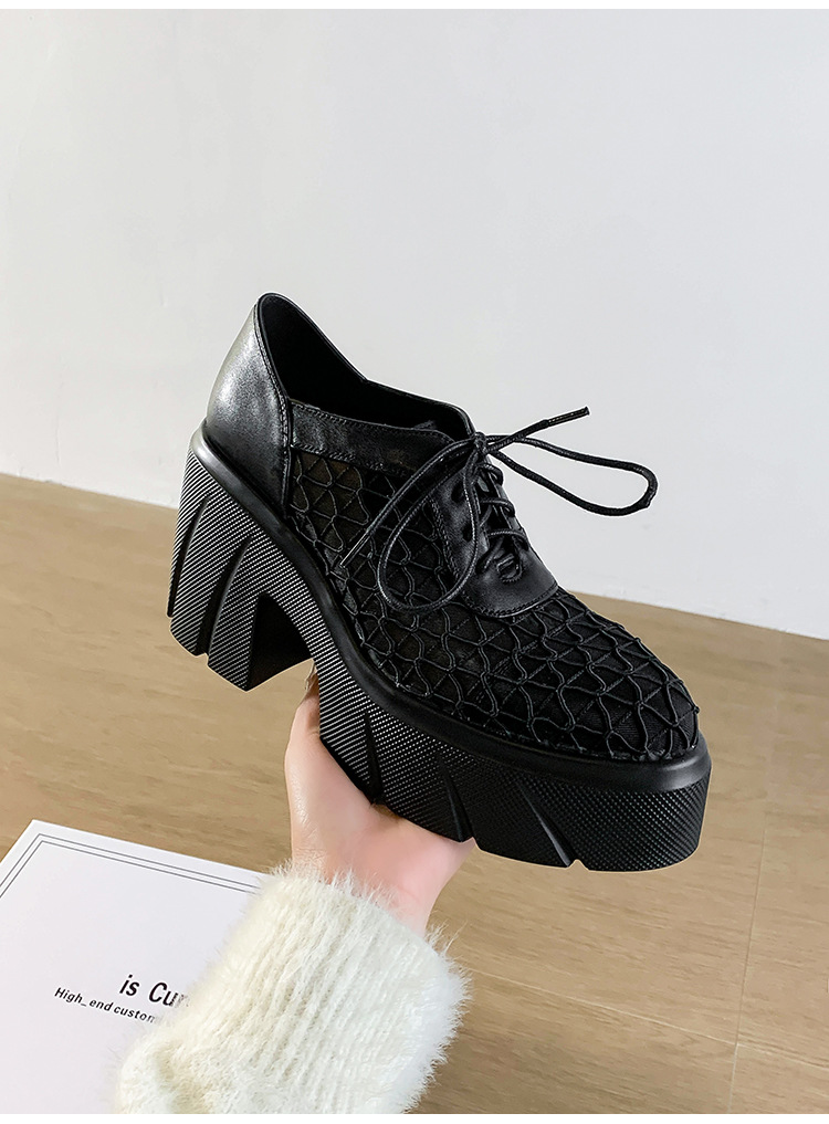 Giày cao gót nữ mũi nhọn gót xuồng platform 10 cm, đế dày ren hở mũi — màu be, màu đen chi tiết 20