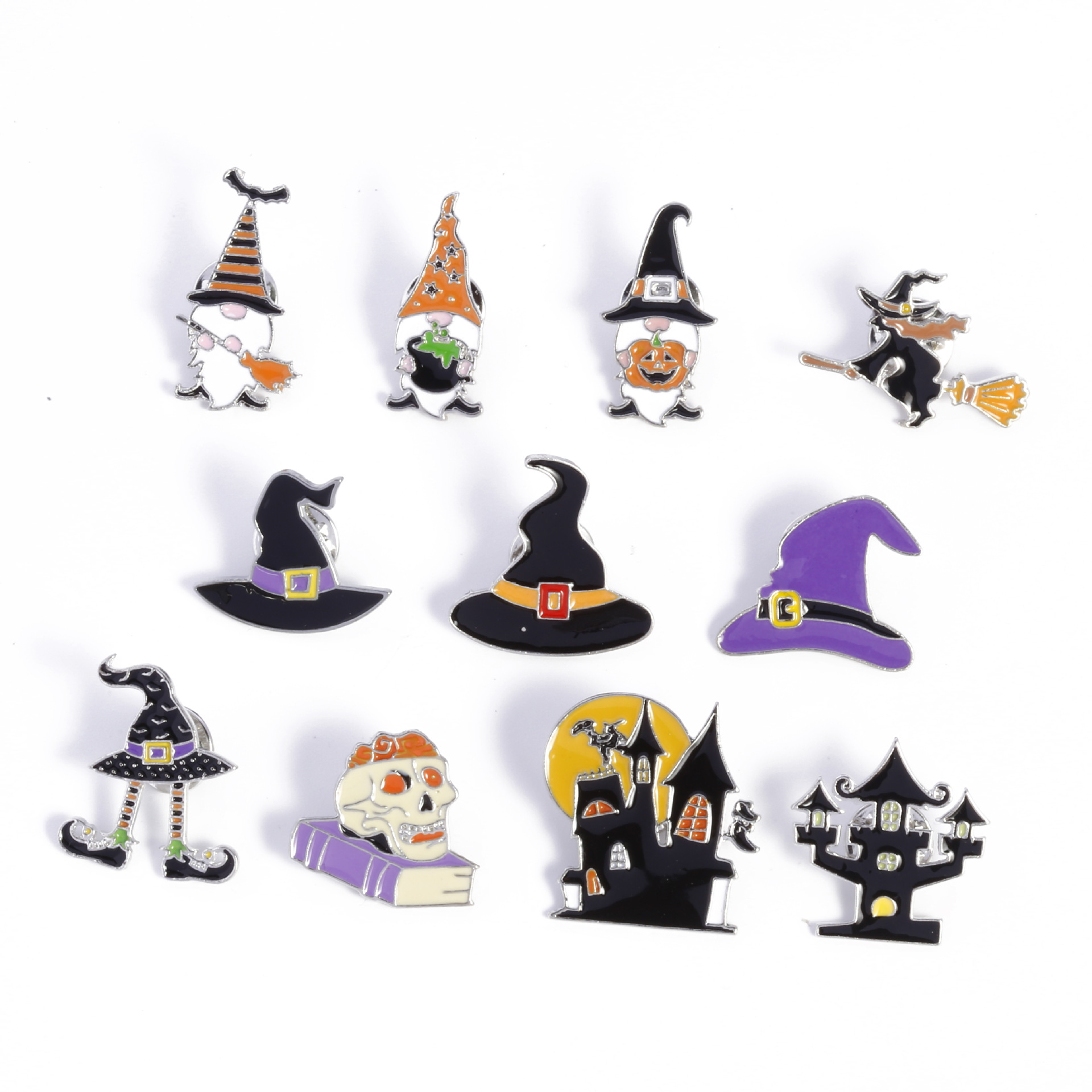 10g Weight Brooches Classification Party, Festival Occasion Zinc alloy Material Halloween Festival Pumpkin, hat, Skull Pattern Unisex Gender Enamel Design Cute, Funny Style Cute Funny Pin Pumpkin Hat Skull Zinc Alloy Enamel Unisex Brooches 无