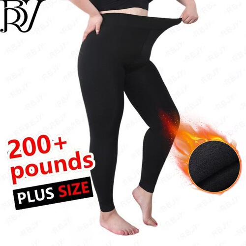 Women's Thick Fleece Leggings Winter Warm Tights High-Waisted Polyester Pants for Plus Size 200 lbs Fat Mm