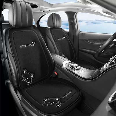 Seat Cover for Women, Seat cushion, seat cover - single-piece-backrest-milky-white-sweet-bear
