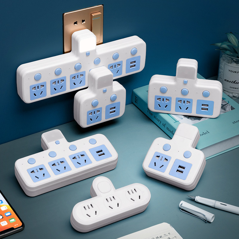 公雅无线家用电源插座转换插头一转多孔位排插带开关USB插排插座