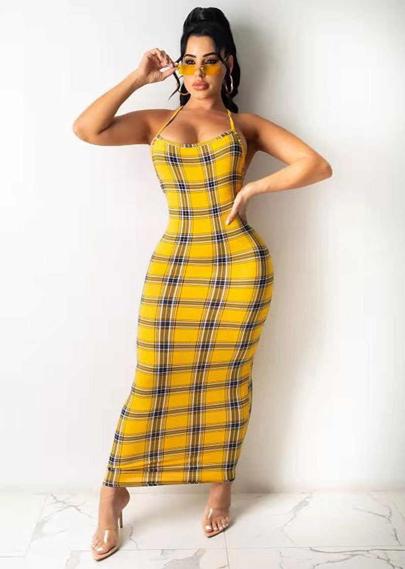 women s slim plaid strap dress nihaostyles clothing wholesale NSXHX76788