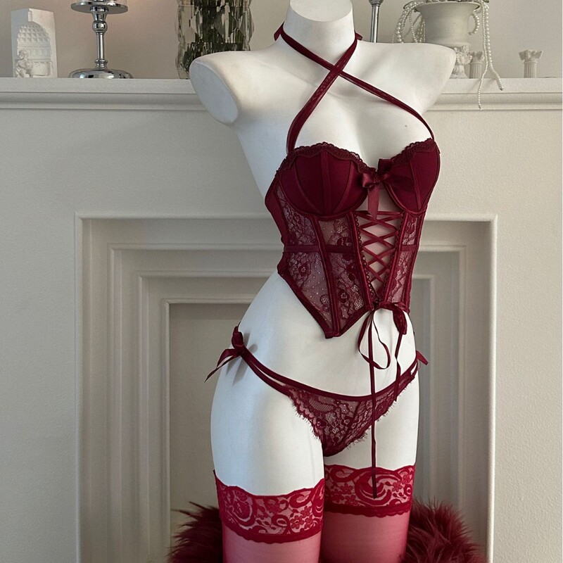 Fishbone Bra Shapewear Nightclub Disco Outer Wear Inner Suspender Sexy French Corset Pink Vest Suspender