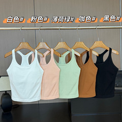 080103 夏季新款女士带胸垫修身显瘦运动背心速干透气跑步健身服