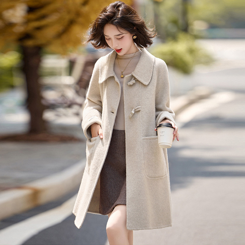 Wool Double-Sided Wool Coat Women's Mid-Length 2024 New Autumn and Winter High-Level Sense Small Thickened Elegant Wool Coat