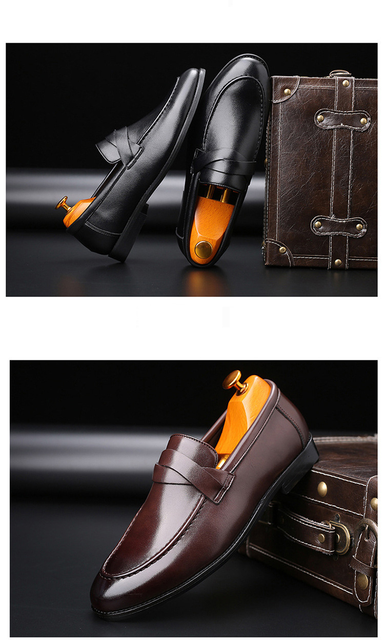 Young small leather shoes slip-on men's shoes casual shoes_voghion.com