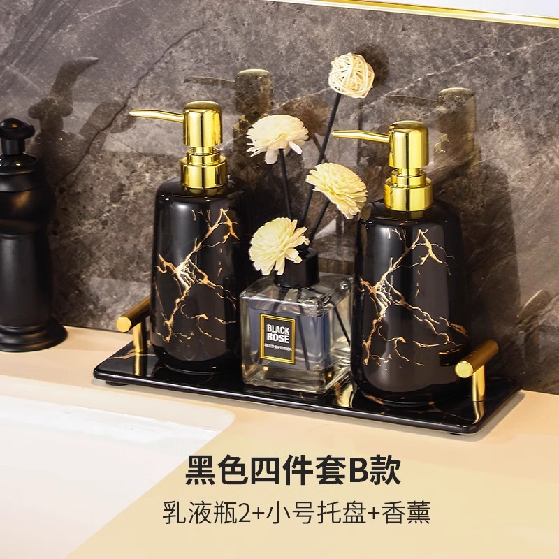 Baños del hotel con oro pintado set de lavado de comercio exterior creativo de mármol botella de emulsión enjuague bucal accesorios de baño