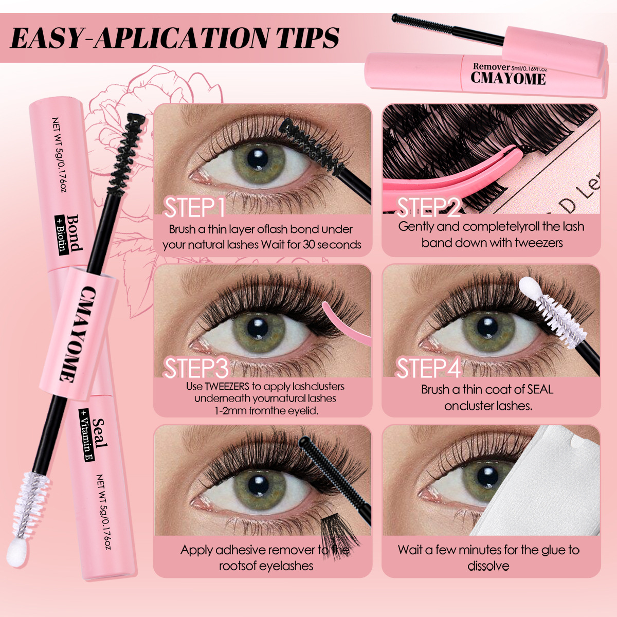 Juego de pestañas postizas DIY – racimos individuales de 5–16 mm, pestañas gruesas de alta calidad