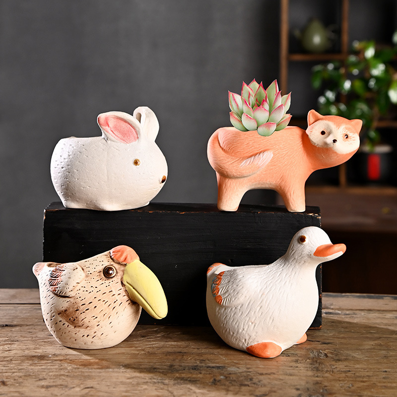 Cartoon Creative Animal Succulent Flower Pot Ceramic Household Special Clay Coarse Pottery Root Control Pot Special Clearance Wholesale Cartoon Creative Animal Succulent Flower Pot Ceramic Household Special Clay Coarse Pottery Root Control Pot Special Clearance Wholesale