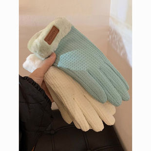 New Ins Style Huagoff Fleece-Lined Warm Gloves for Couples Winter Cycling Thickeneded Cold-Proof and Anti-Freeze Gloves