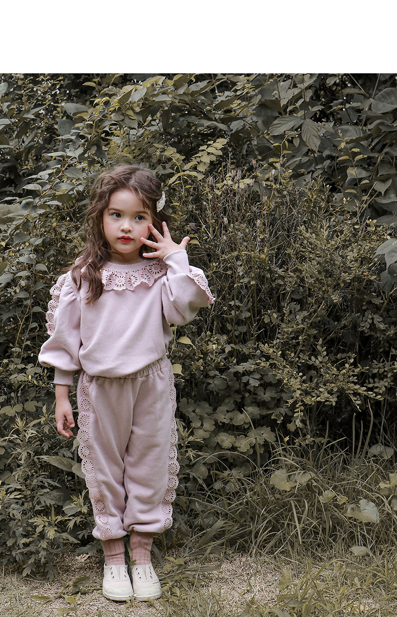 Abbigliamento per bambini Felpa con cappuccio a maniche lunghe pullover allentato in pizzo per bambina_voghion.com