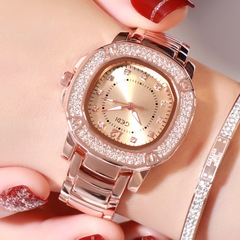 歌迪輕奢滿天星方形合金手錶小眾高級感女表鋼帶潮流女士手錶批發