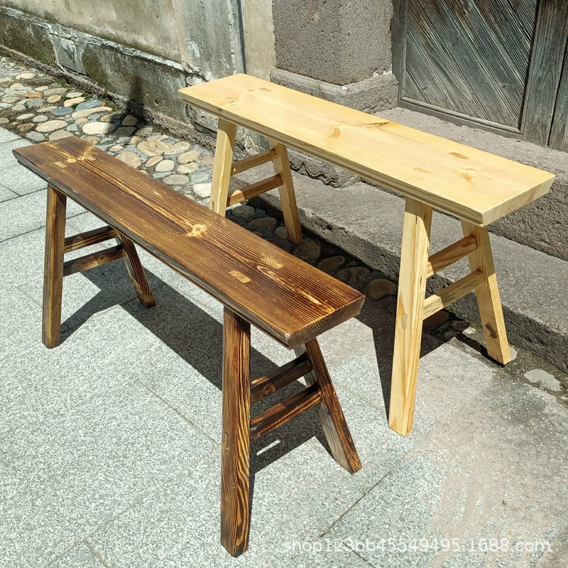 Длинный деревянный табурет, низкий табурет, скамья из массива дерева в антикварном стиле, удлиненная, расширенная и утолщенная двойная скамья, табурет для чаепития, традиционный табурет для домашнего использования.