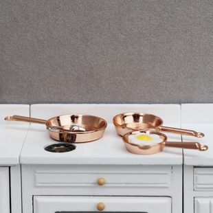 1:12 dollhouse dollhouse miniature furniture accessories mini kitchen utensils alloy pan three-piece set