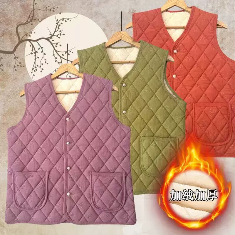 中年女装秋冬保暖马夹时纯色无袖坎肩背心妈妈时尚洋气百搭马甲