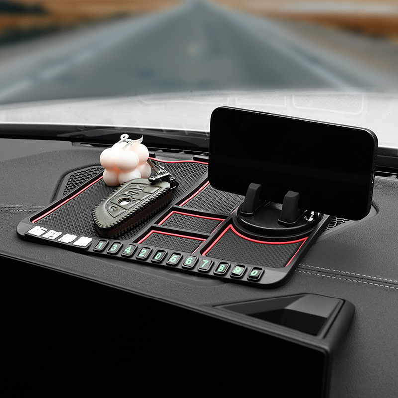 Soporte de teléfono móvil del coche estera antideslizante multifuncional soporte de navegación del coche marco tablero de instrumentos del coche señal de estacionamiento temporal