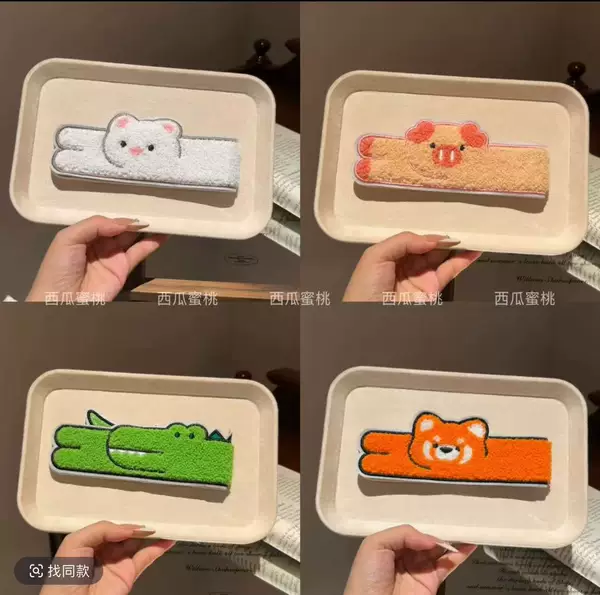 Cute cartoon animal magic tape bangs sticker, cute plush hair accessory for girls, a must-have for students