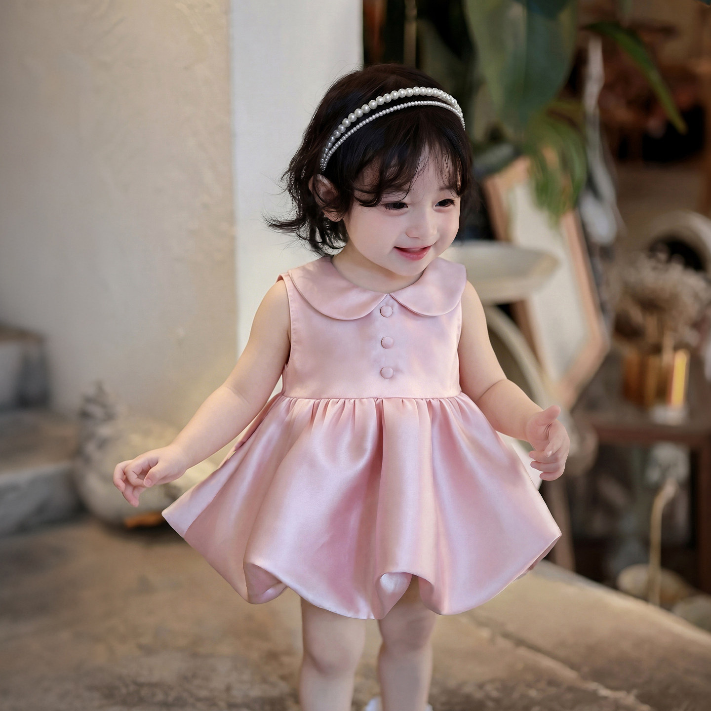 Fuchsia doll girl's, summer small princess costume, children's dress, new collection, doll collar, special occasion clothing, western style, Korean style