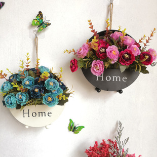 New wholesale American iron wall hanging flowerpot flower basket wall hanging wall decoration pendant living room bedroom wall decoration supplies