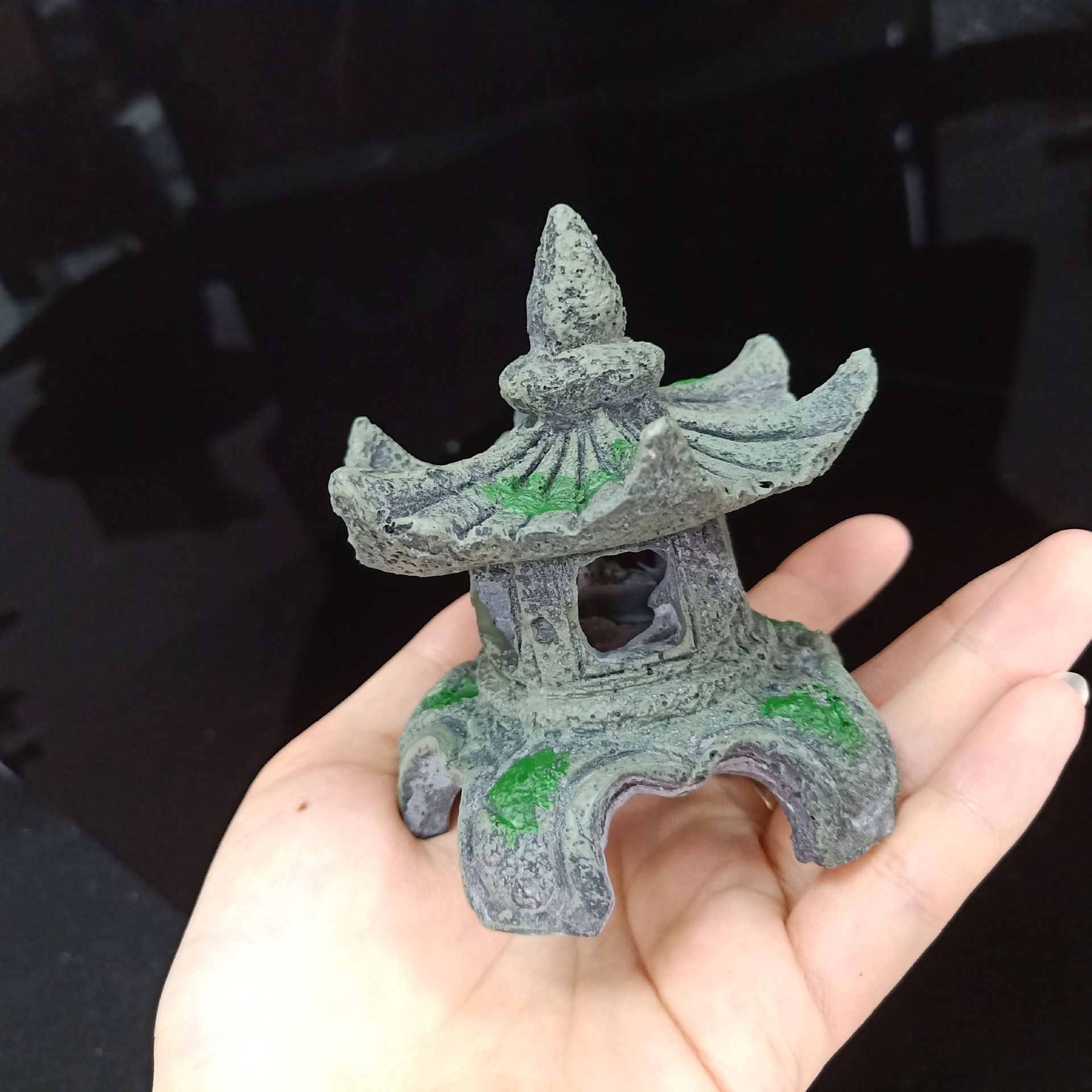 Hexagonal Pavilion faro decoración micro paisaje bonsai decoración acuario escape casa peces y camarones jugar chino jardín paisaje