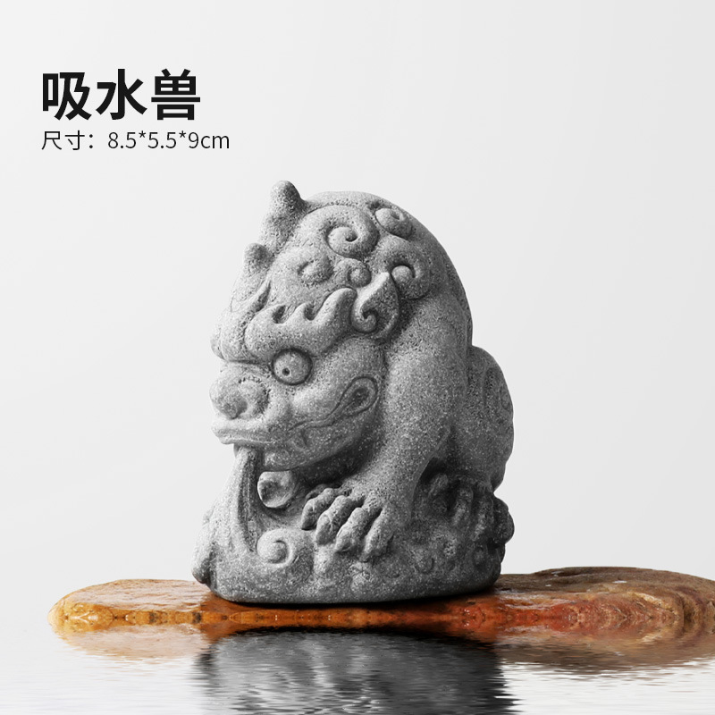 Pecera Arenisca azul Arenisca Dibujos animados Decoración de paisaje de bonsai de león Hippo Decoración de micropaisaje Tallado a prueba de piedra