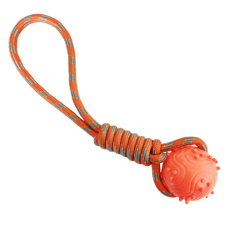 Fábrica transfronteriza nuevo juguete para mascotas cuerda elástica de nylon esférica Limpieza de dientes molares juguete de perro de entrenamiento resistente a mordeduras