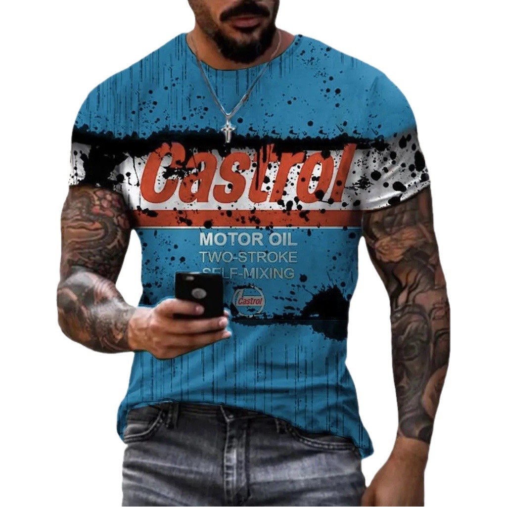 Cross-border Amazon hombres camisa de cuello redondo retro manga corta estilo europeo y americano impreso N ° 66 carretera carta camiseta
