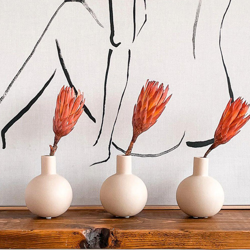 Pequeña flor seca decoración del hogar Morandi florero de cerámica salón TV gabinete titular de la flor decoración de estilo nórdico florero