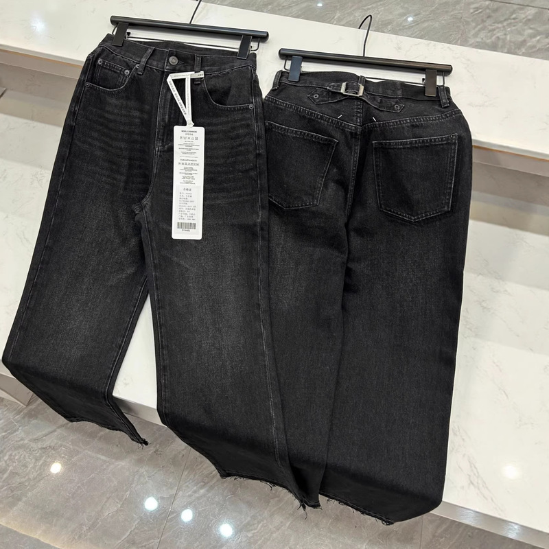 [in Stock] M6 Malala Early Spring Classic Retro Full Cotton Distressed Washed Frayed Straight-Leg Jeans