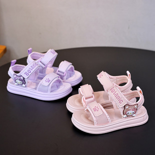 Children's Open-Toe Beach Shoes 2025 Spring and Summer New Girls' Sandals Cute Bear Velcro Kidsren's Shoes
