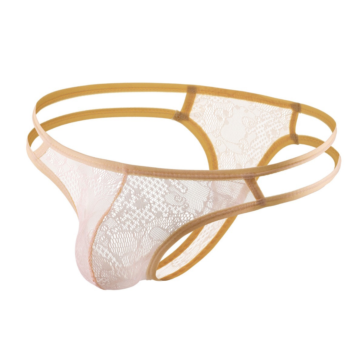 Underwear Double Belt Lace Transparent Sexy Men's Thong_voghion.com