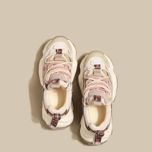 Guyun European Genuine Leather Lifted Dad Shoes for Women, Unconventional Spring and Autumn New Style, Versatile Shoes for Girls, Casual Thick Sole Sports Shoes