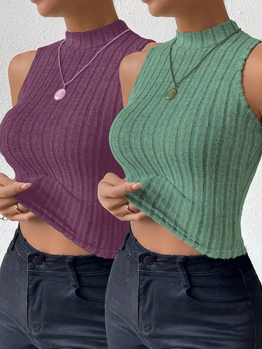 2025 New Cross-Border Amazon Stylish Sleeveless Striped Two-Piece Blouse for Men Fashionable Knit V-Neck Top